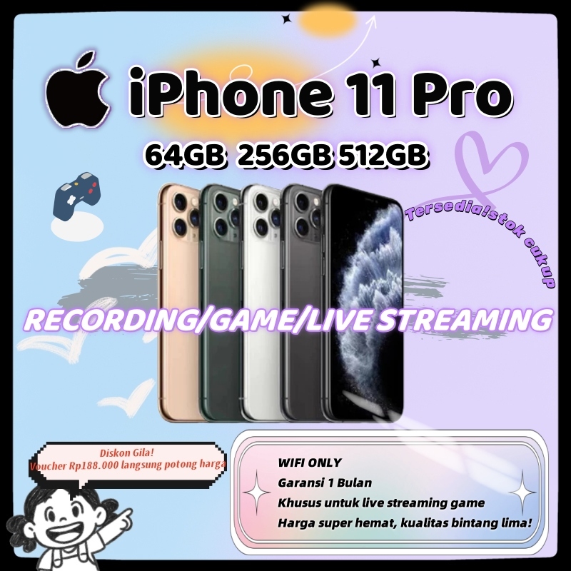 Apple iPhone 11  Pro Indonesia Ready Stock, iP 11  Pro 64/256/512GB, Second