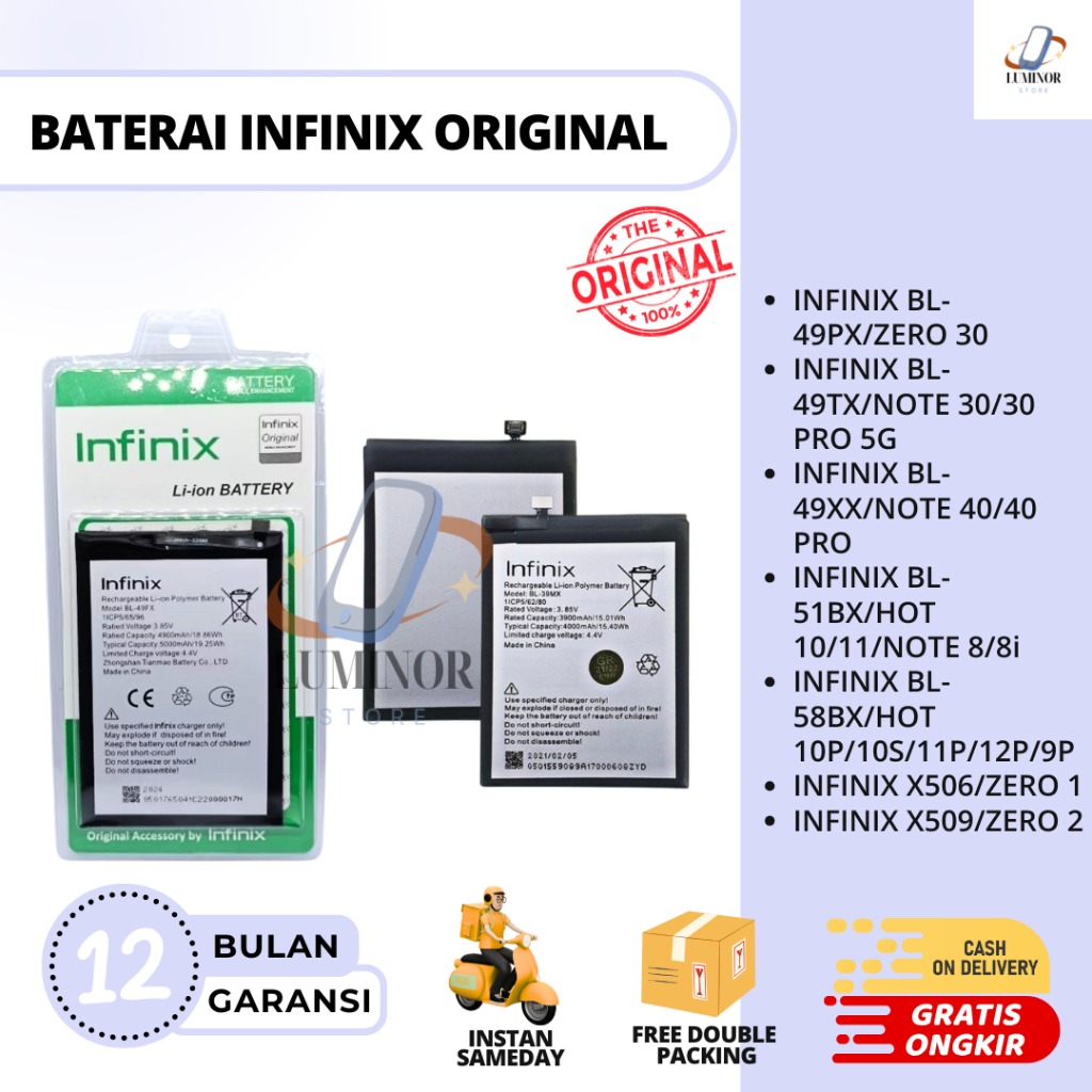 BATERAI INIFNIX/BATRE HP INFINIX ORIGINAL/INFINIX BL-30SX/S2 PRO/X522/BL-34CX/SMART3 PLUS/BL-39AX/HO
