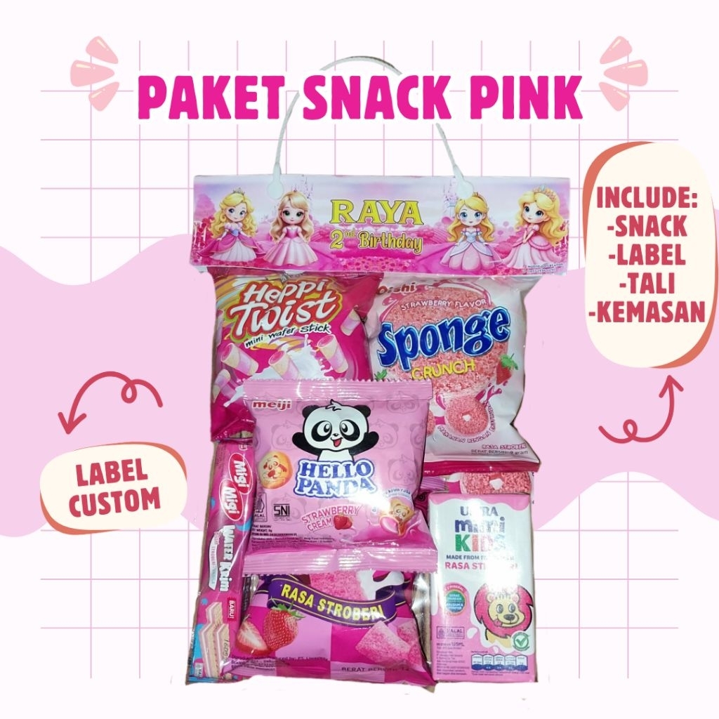 PAKET HAMPERS  BINGKISAN SNACK ULTAH PINK