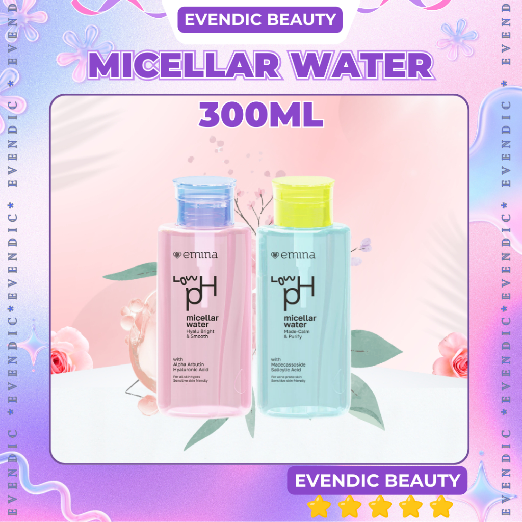 READY Emina Low pH Micellar Water HyaluBright & Smooth - 300ml | Pembersih Wajah-Gentle-Makeup Remov