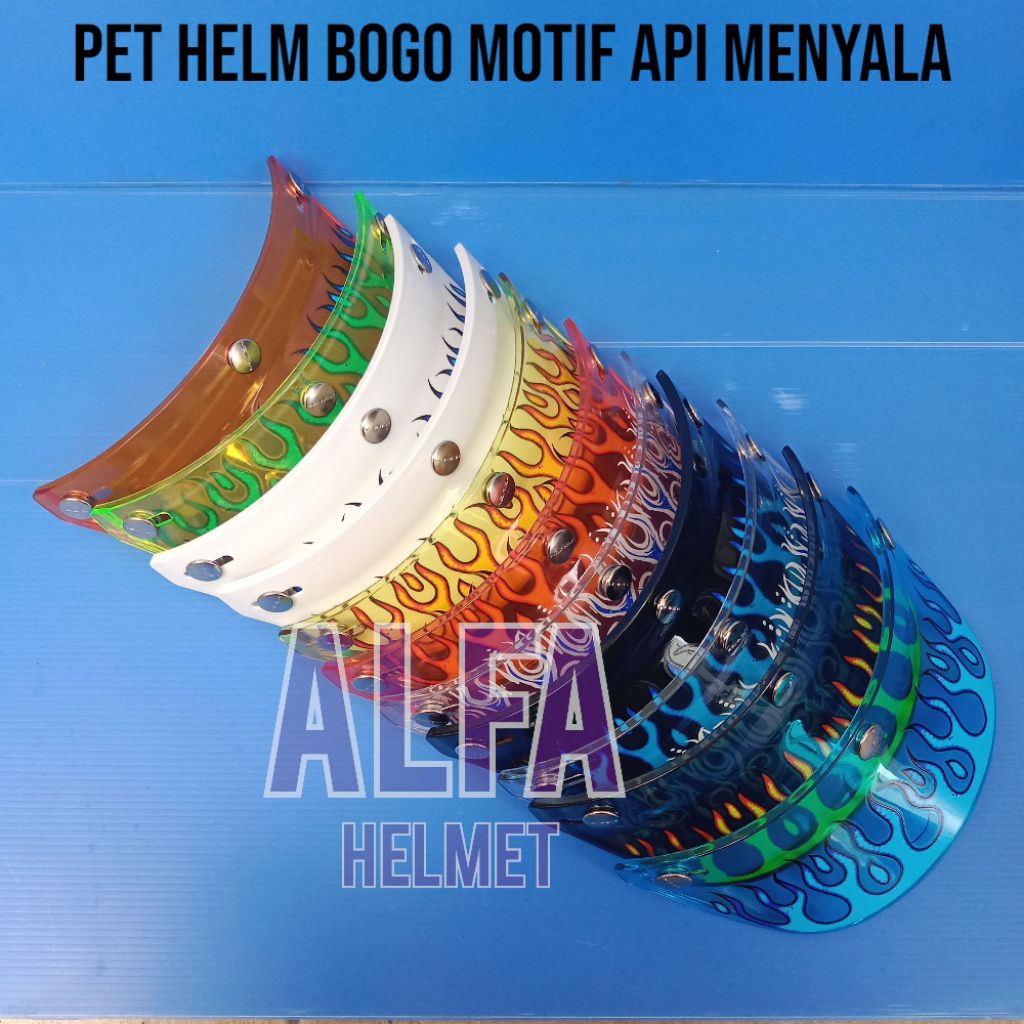 Pet Transparan Norisk Motif Api Menyala / Pet Helm Bogo Transparan Motif Api / Pet Helm Bogo Retro M