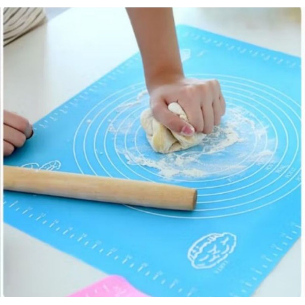 Rolling Pin + Alas / Alat Penggiling Adonan(bahan kayu kokoh) Serbaguna, Bahan Silikon(alas adonan)