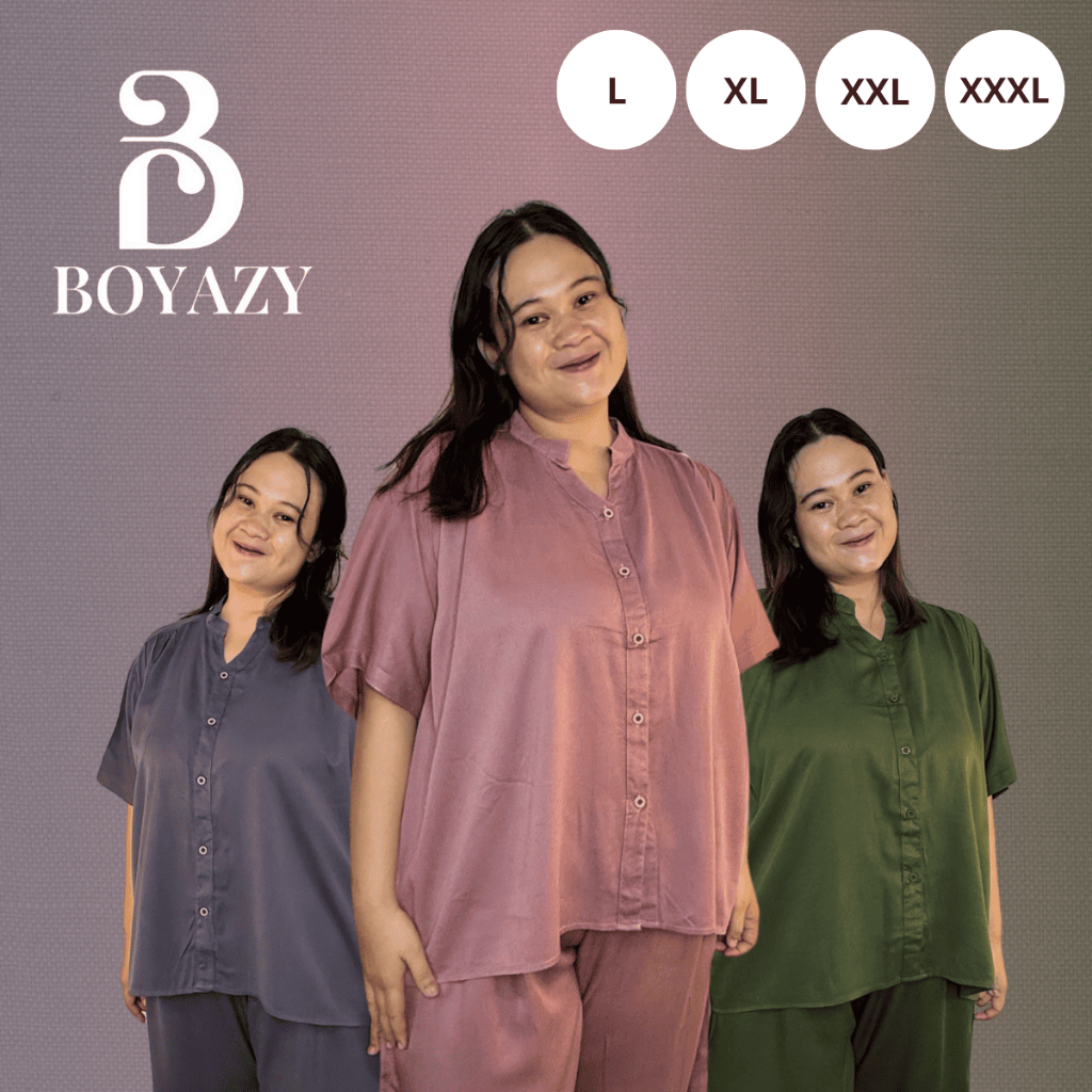 BOYAZY Baju one Set Setelan Wanita Pendek Panjang Rayon Premium Jumbo Polos (LD 110, 120, 130, 140)