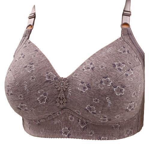 Bh Wanita Dewasa Bra Jumbo Cup D Tanpa Kawat Busa Tipis BH Ukuran Besar Bra Wanita Motif Bunga Merah