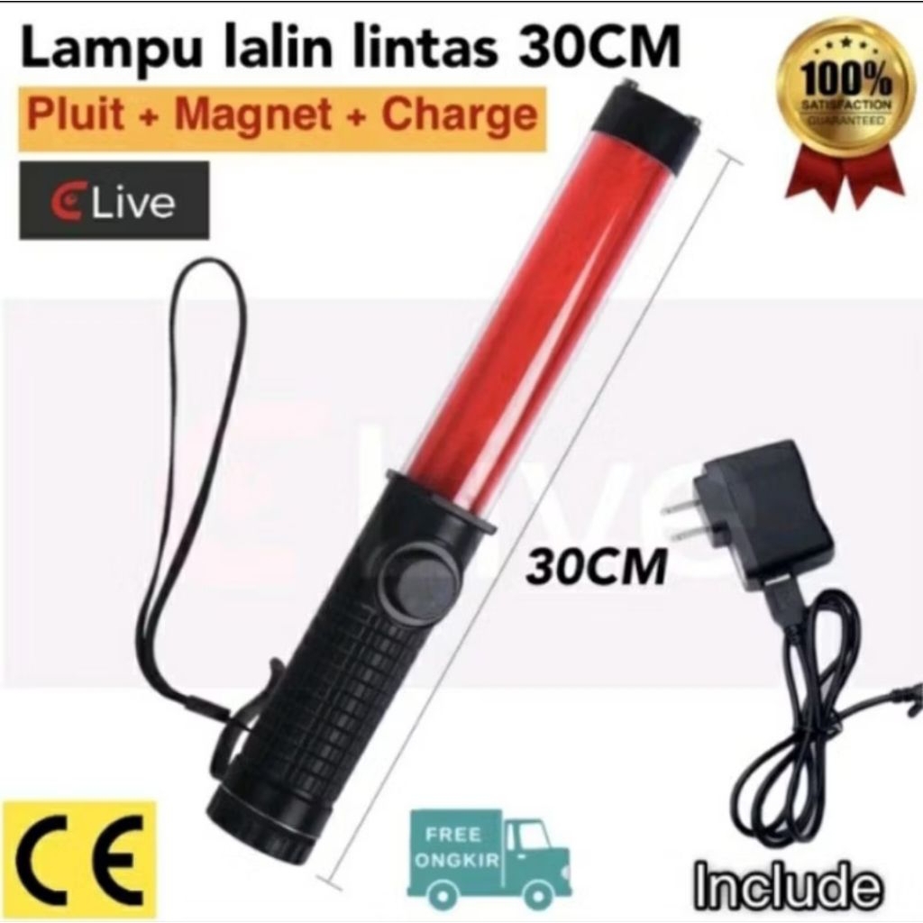 lampu lalin pluit cas 30cm lampu lalin senter cas panjang 30cm