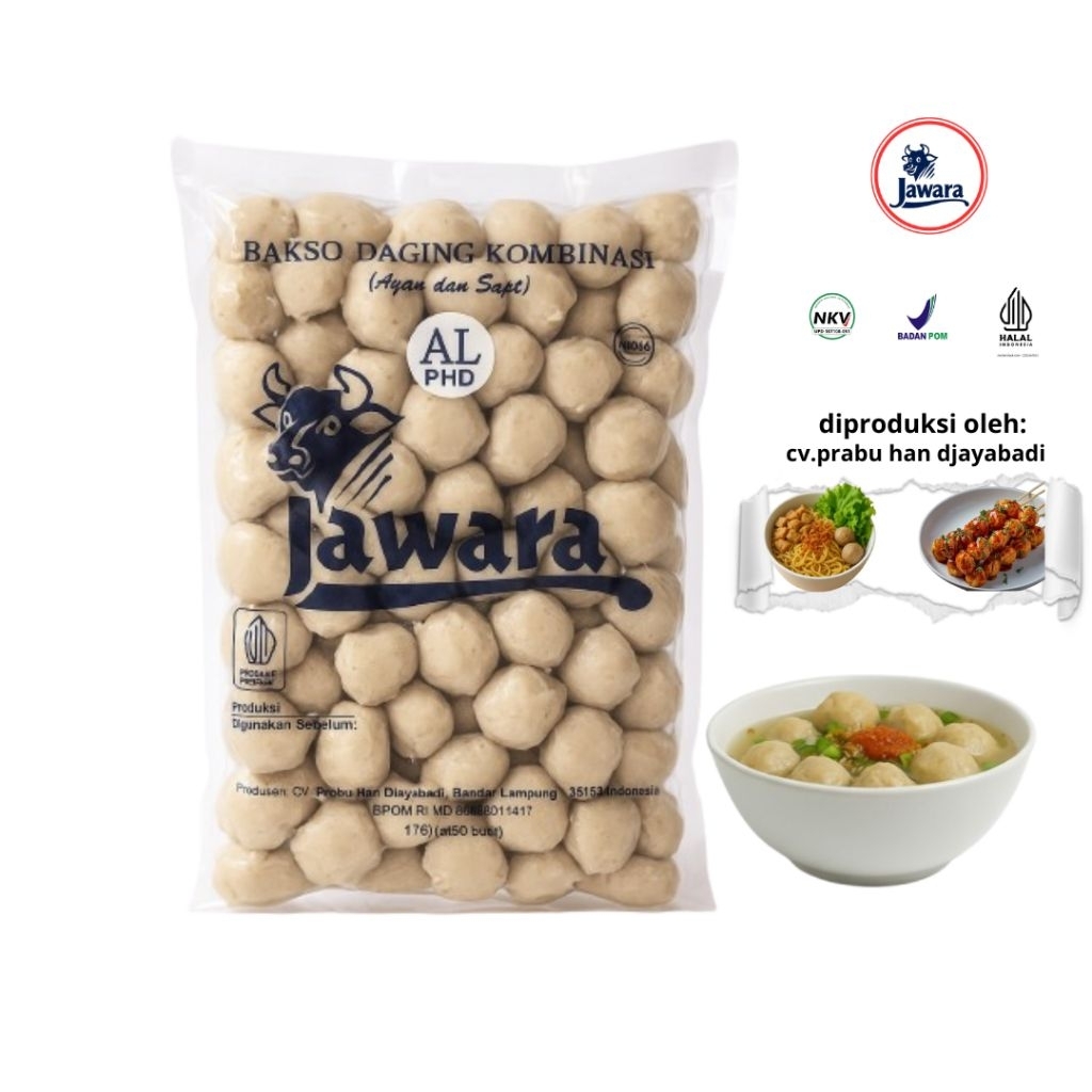 

Bakso Jawara Daging Kombinasi Ayam Sapi Premium Halal Bpom Frozen Food AL.PHD ISI 100 Butir