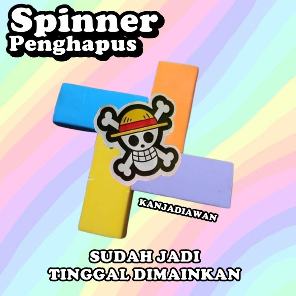 

( sudah di rakit) penghapus gasing pemadam free stiker one piece / penghapus gasing warna mix/ penghapus spiner warna warni / penghapus pemadam bisa muter