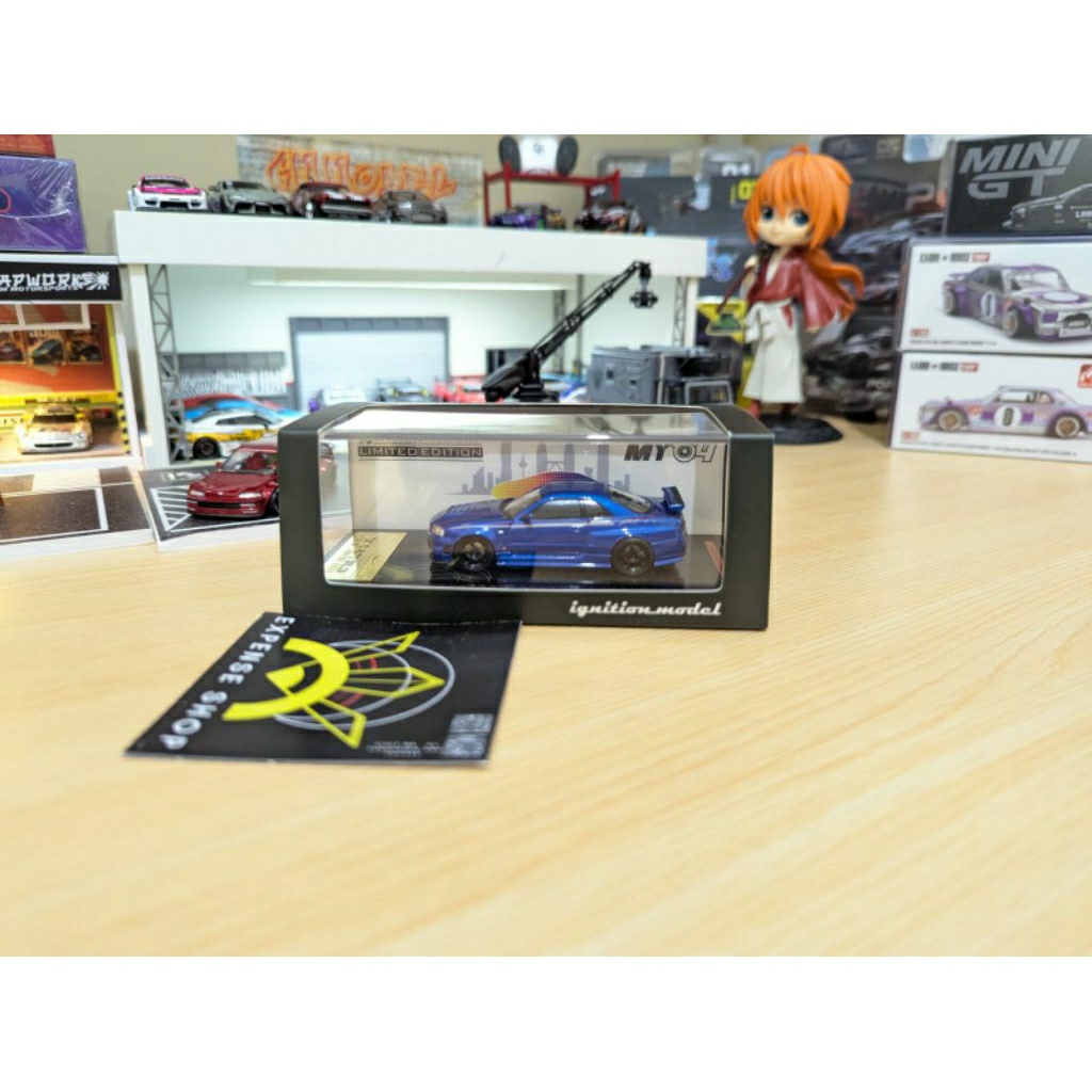 Ignition Model 1/64 Nissan Skyline GTR R34 V-Spec II Blue Metallic Tokyo auto salon 2025