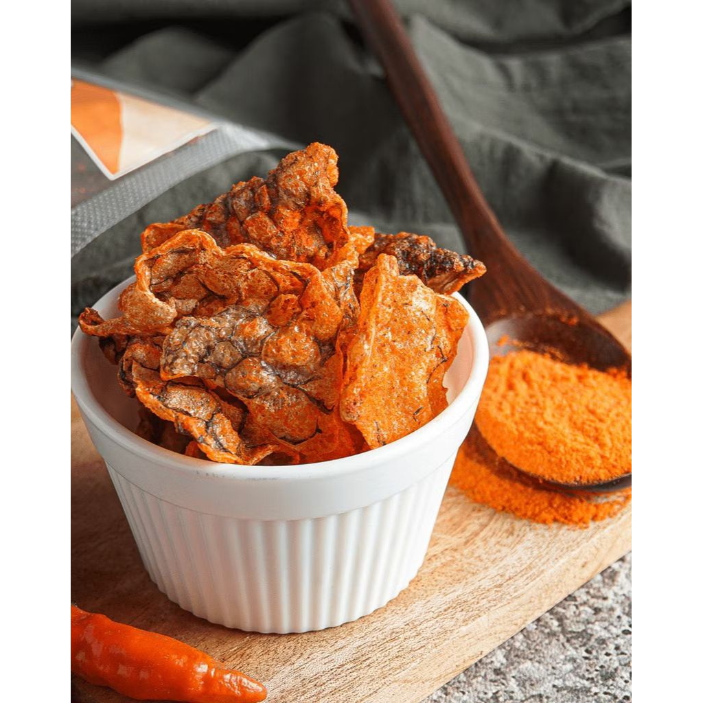 

(TERLARIS)Kerupuk Kulit Ikan Kakap Extra Super Pedas 100 Grm