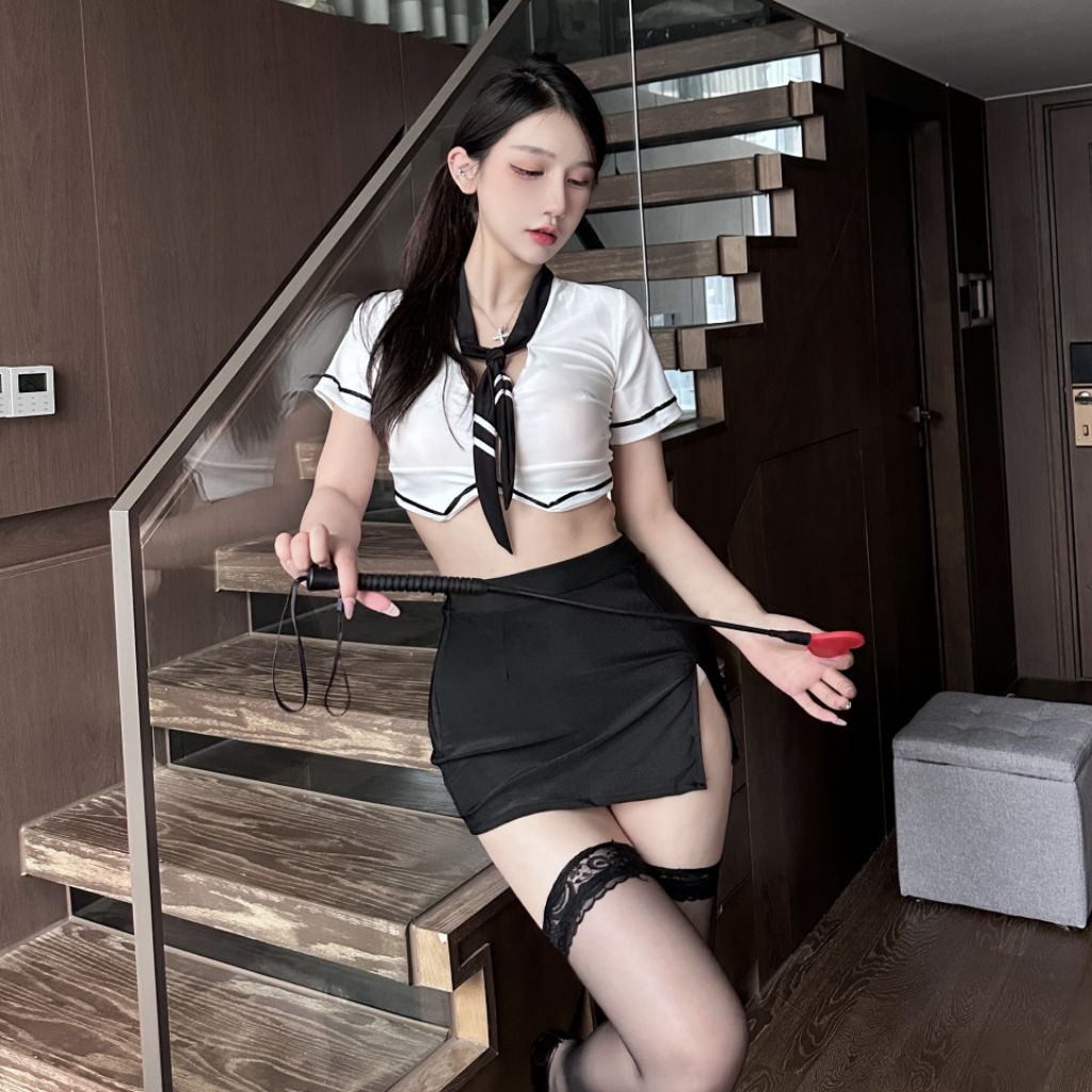 Sexy Cosplay Seragam Sailor Sekretaris Guru Seksi Kantor Kostum Setelan Baju Dasi Rok