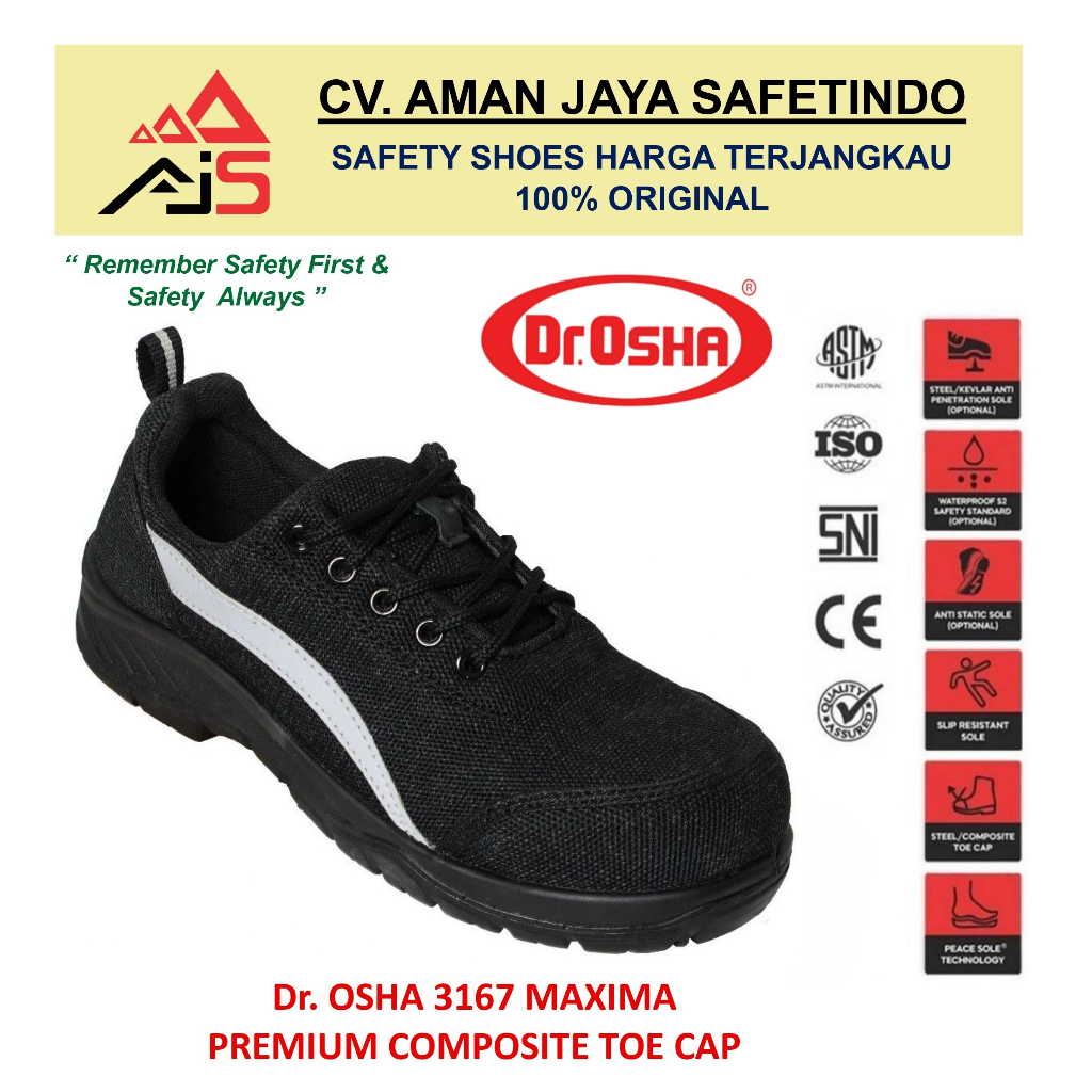 Dr OSHA 3167 Maxima Metal Free Composite Toe Cap Safety Shoes Premium (Dark Grey)
