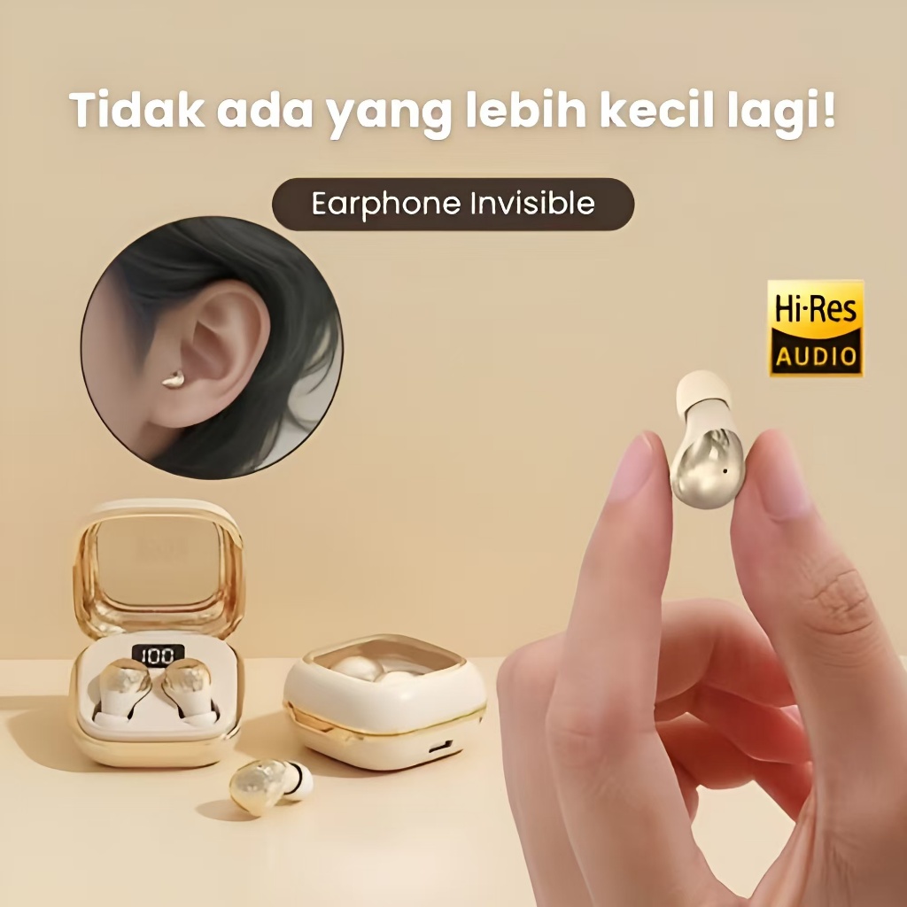 Mini Earphone In-Ear Sleep Invisible Wireless Bluetooth Headphone Bluetooth 5.4 Ultra Kecil Tak Terl