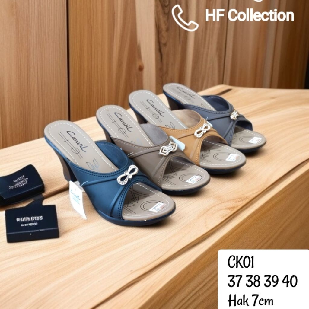 sandal hak wanita carvil bahan sintetis