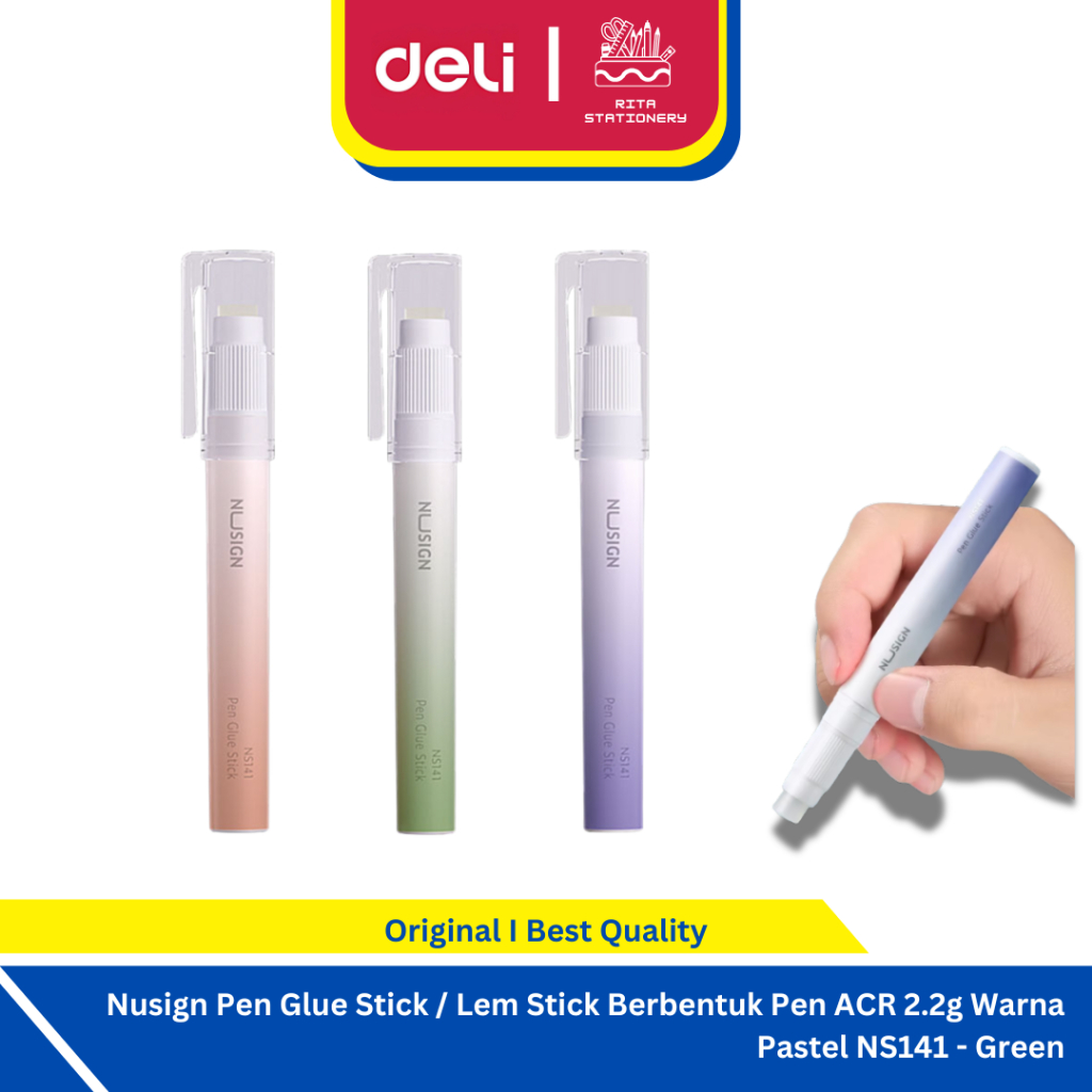 

Deli Nusign Pen Glue Stick / Lem Stick Berbentuk Pen ACR 2.2g Warna Pastel NS141 - Green