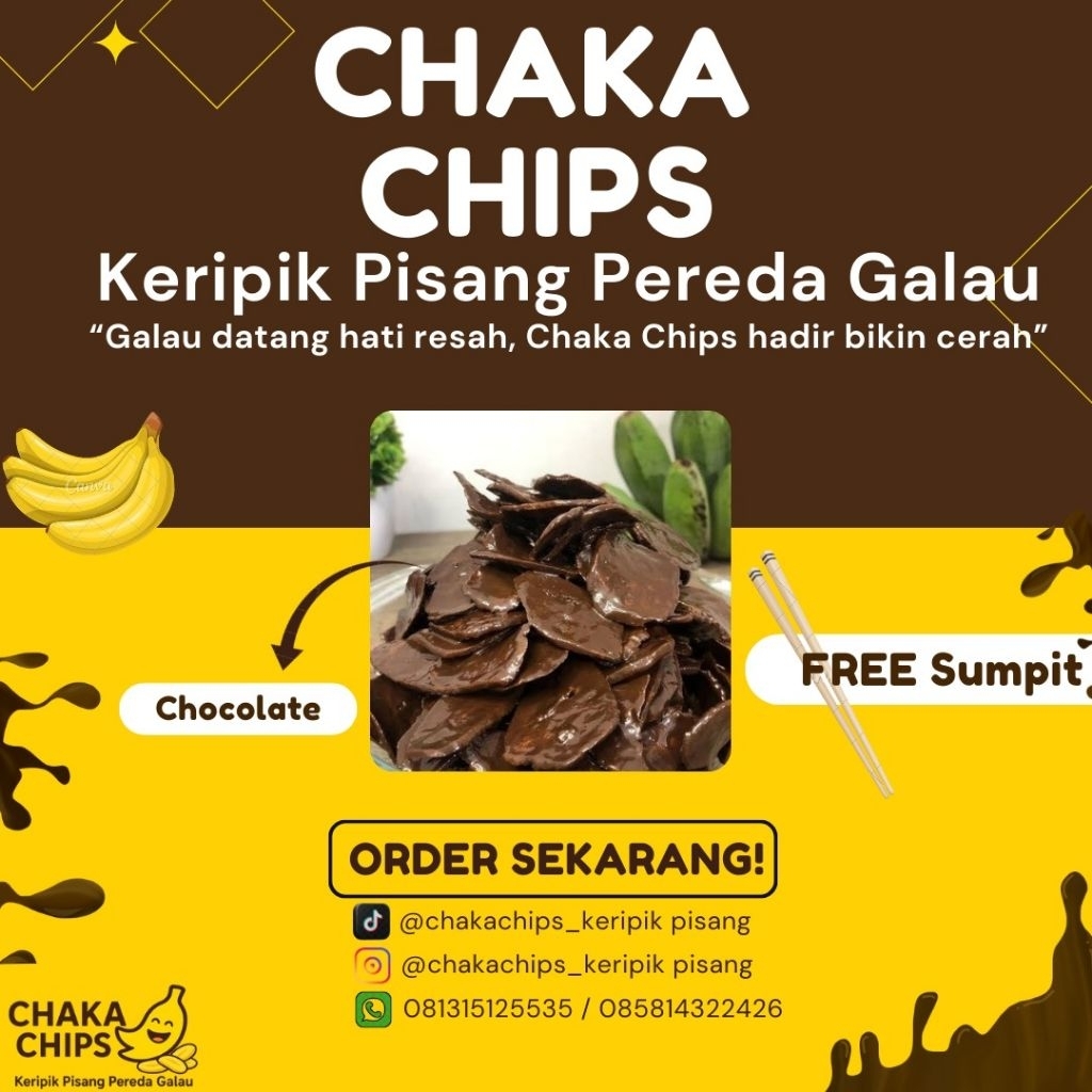 

CHAKA CHIPS KERIPIK PISANG COKLAT LUMER /COKLAT PREMIUM BOX 500ml 150g