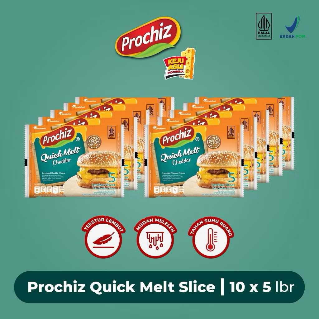 

Keju PROCHIZ Quick Melt Slice 5’s x 10 pisc