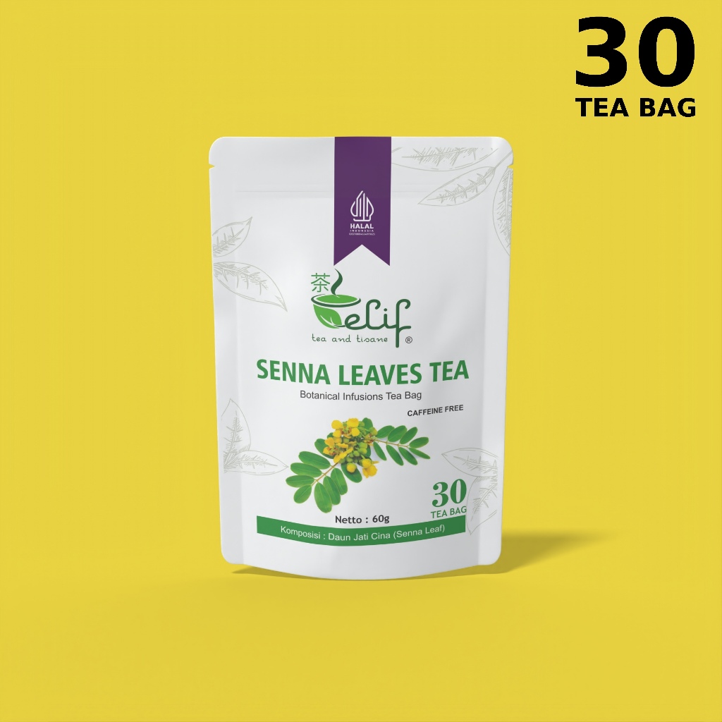 

ELIF TEA AND TISANE Senna Leaves Tea | Teh Daun Jati Cina | Teh Jati Cina | 30 Tea Bag
