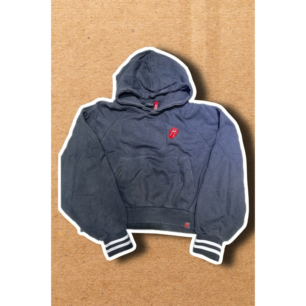 PRELOVED SWEATER HOODIE CROP THE ROLLING STONES