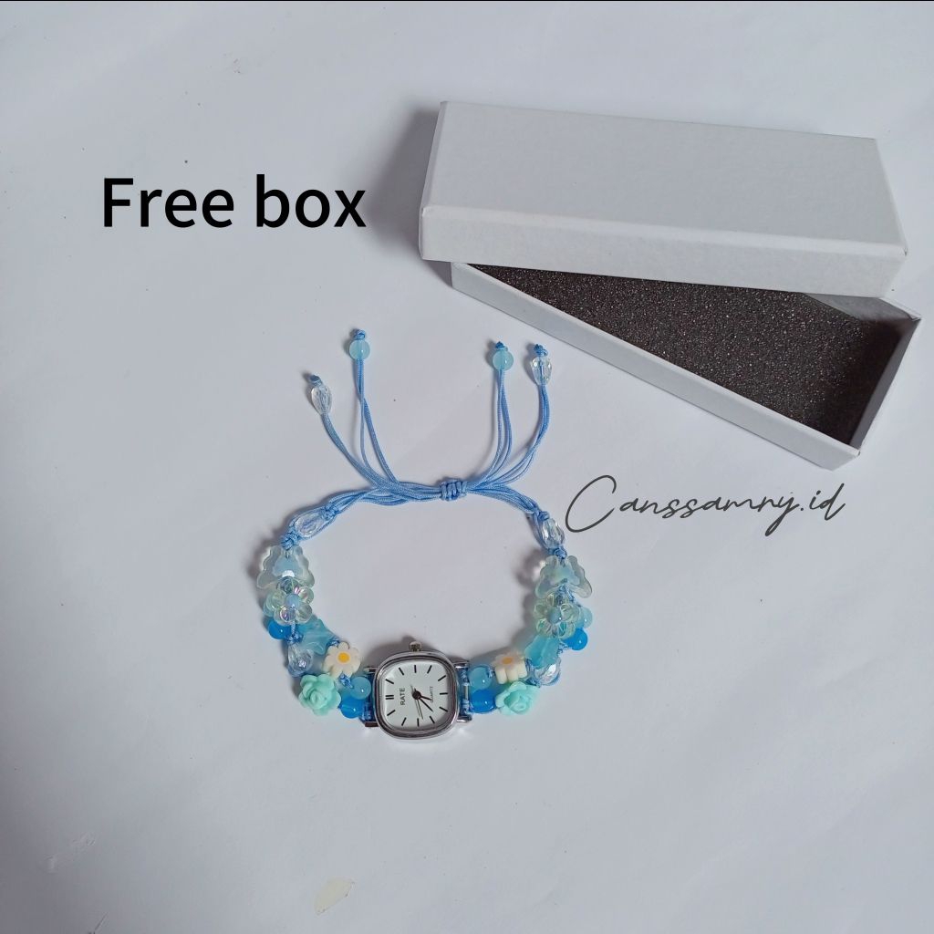 Jam tangan manik-manik akrilik | jam tangan cewek free box