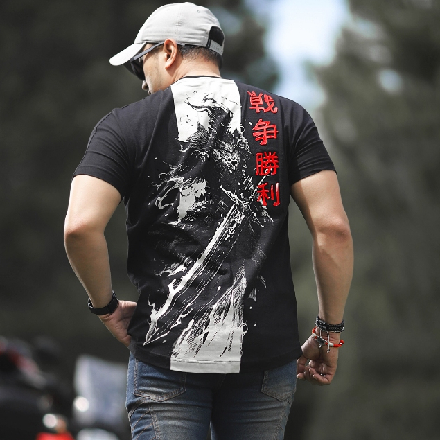 KAOSBOS.ID - Kaos Distro Pria Hitam SamuraiT-shirt Pria