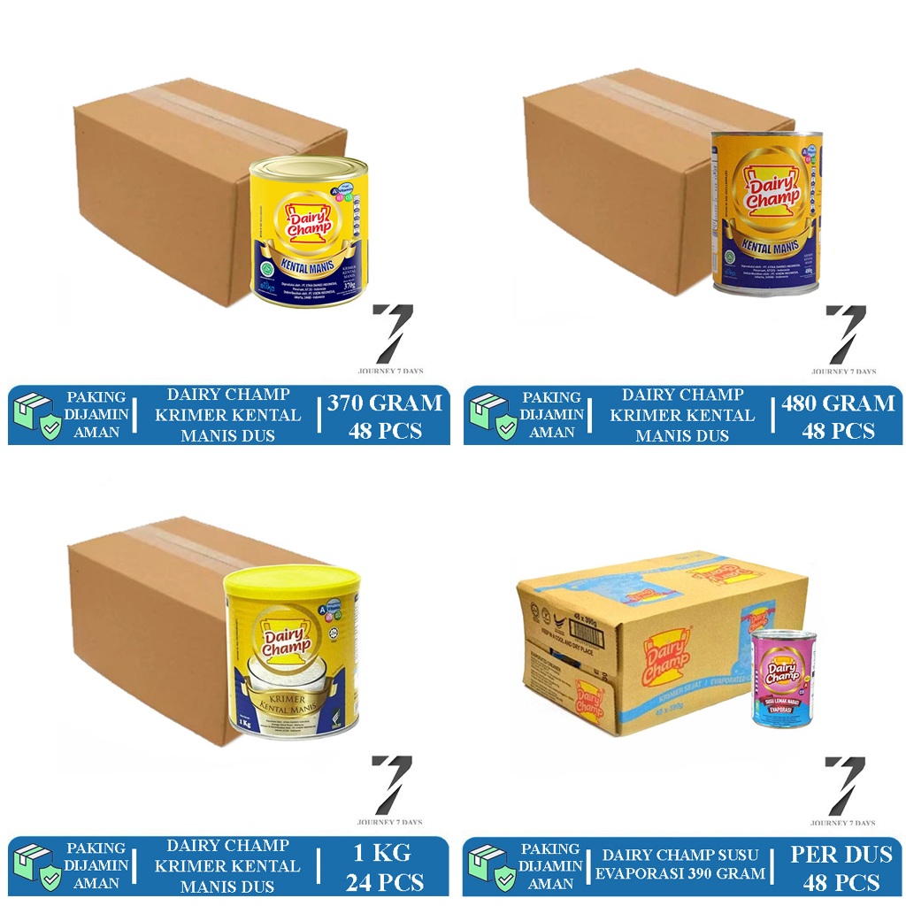 

DAIRY CHAMP ANEKA SUSU KRIMER KENTAL MANIS DAN EVAPORASI DUS JOURNEY 7 DAYS DENGAN PAKING AMAN