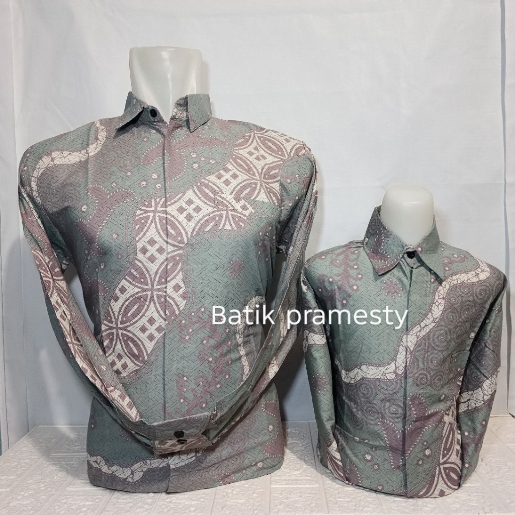 kemeja batik hijau wardah couple ayah dan anak motif lereng hijau wardah new | bahan katun lasem pre