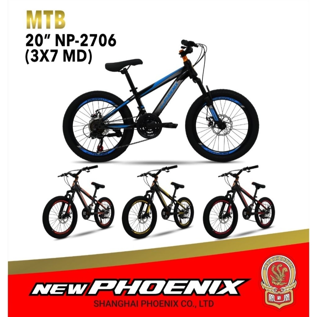 Sepeda Gunung MTB 20 New Phoenix NP2706 Operan RD 3x7 Speed