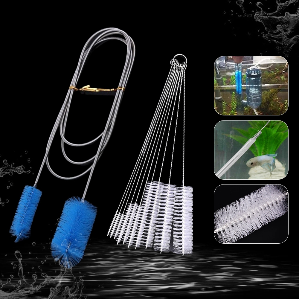 Sikat Mini Pembersih Sedotan Selang Aquarium Tabung Reaksi Pipa Kecil Set Komplit Multifungsi
