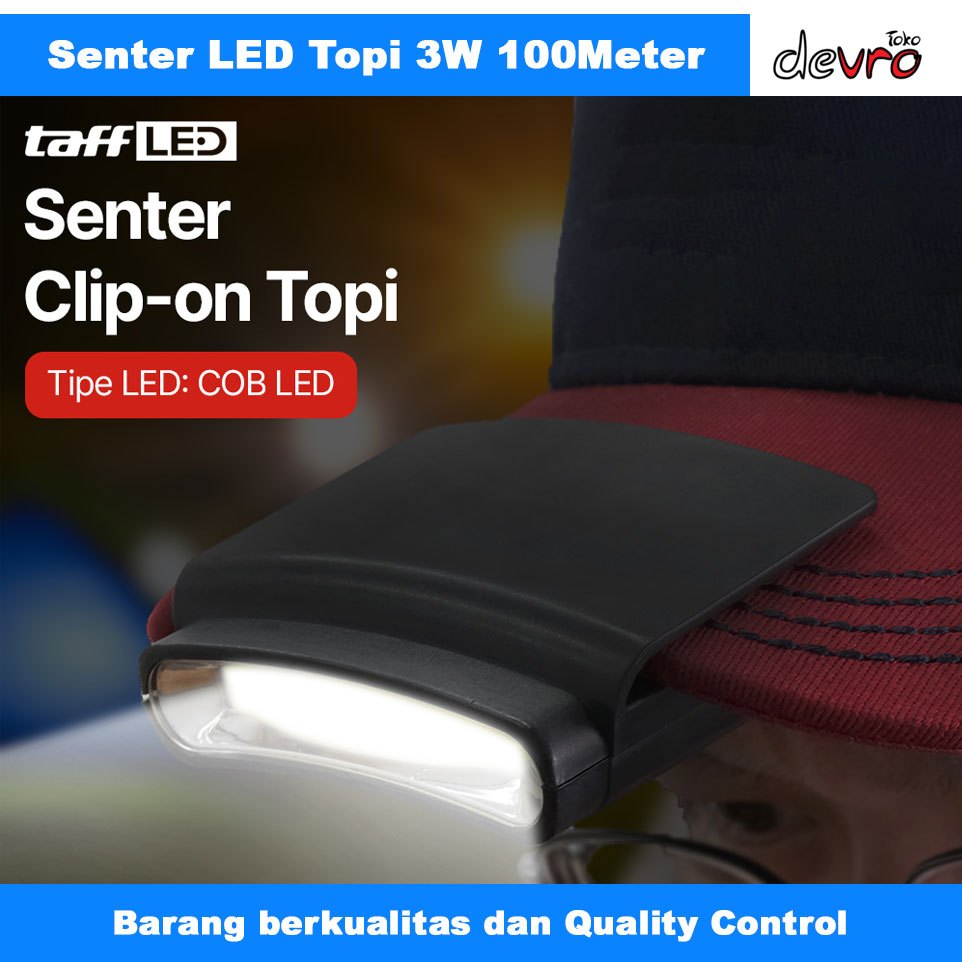 Senter Clip-on Topi Headlamp Cap LED COB - Senter Topi - TaffLED M1800