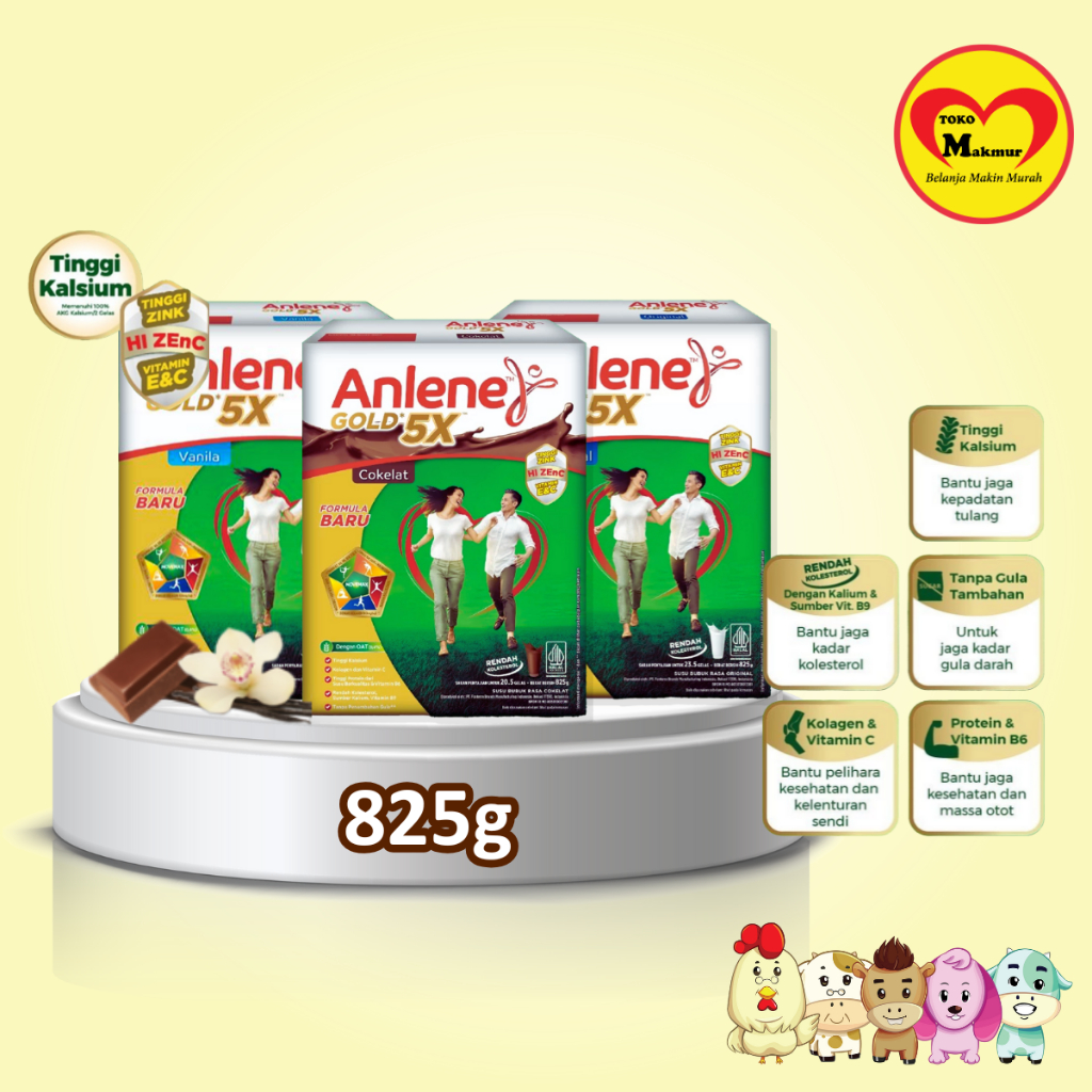 

Anlene Gold 5X Vanila / Original / Coklat 825gr / Toko Makmur Pondok Jati