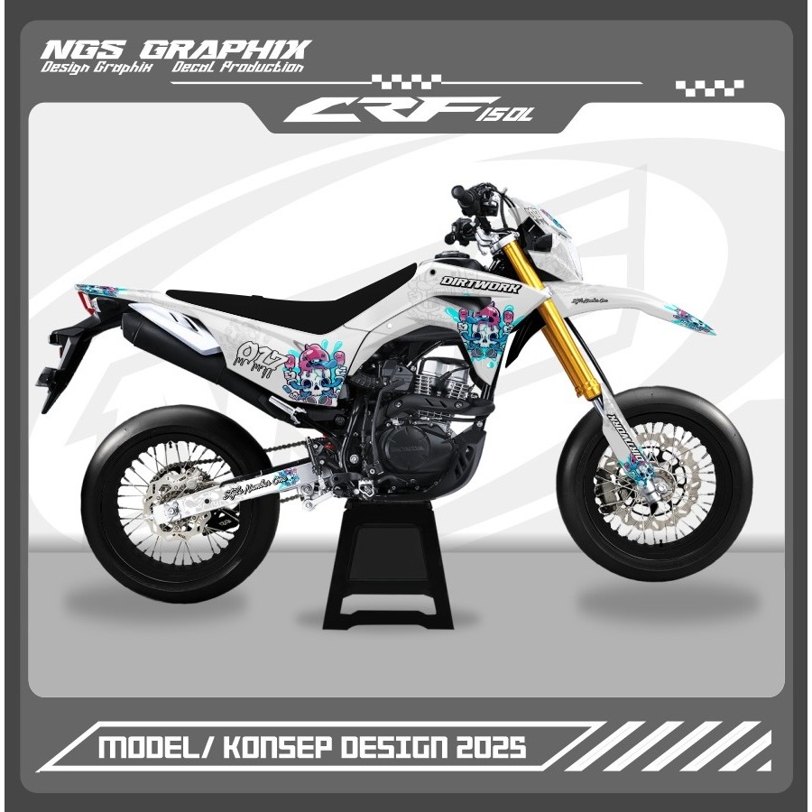 Decal CRF150L Full Body putih tema karakter 2025