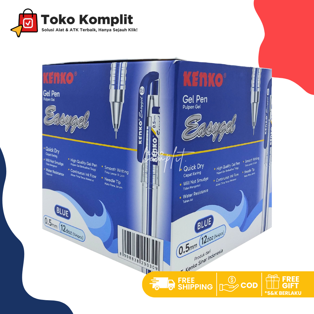 

Komplit - (12 lusin) Pena Kenko Easy Gel Biru