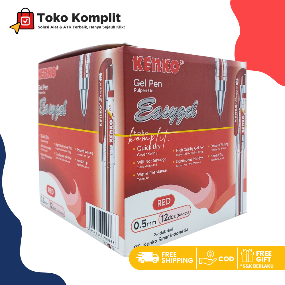 

Komplit - (12 lusin) Pena Kenko Easy Gel Merah