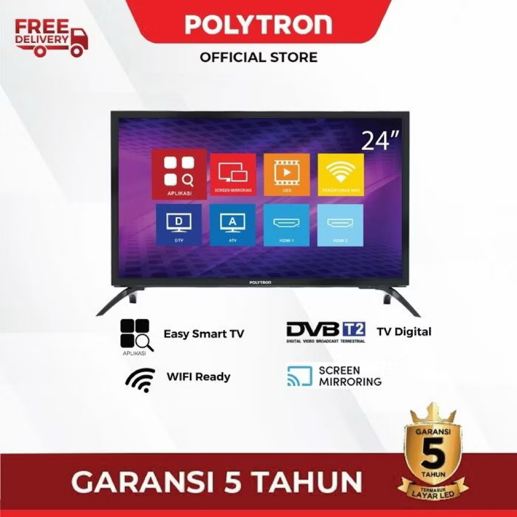 Smart TV 24 Polytron PLD24CV1869 Easy Smart TV  24inch Polytron