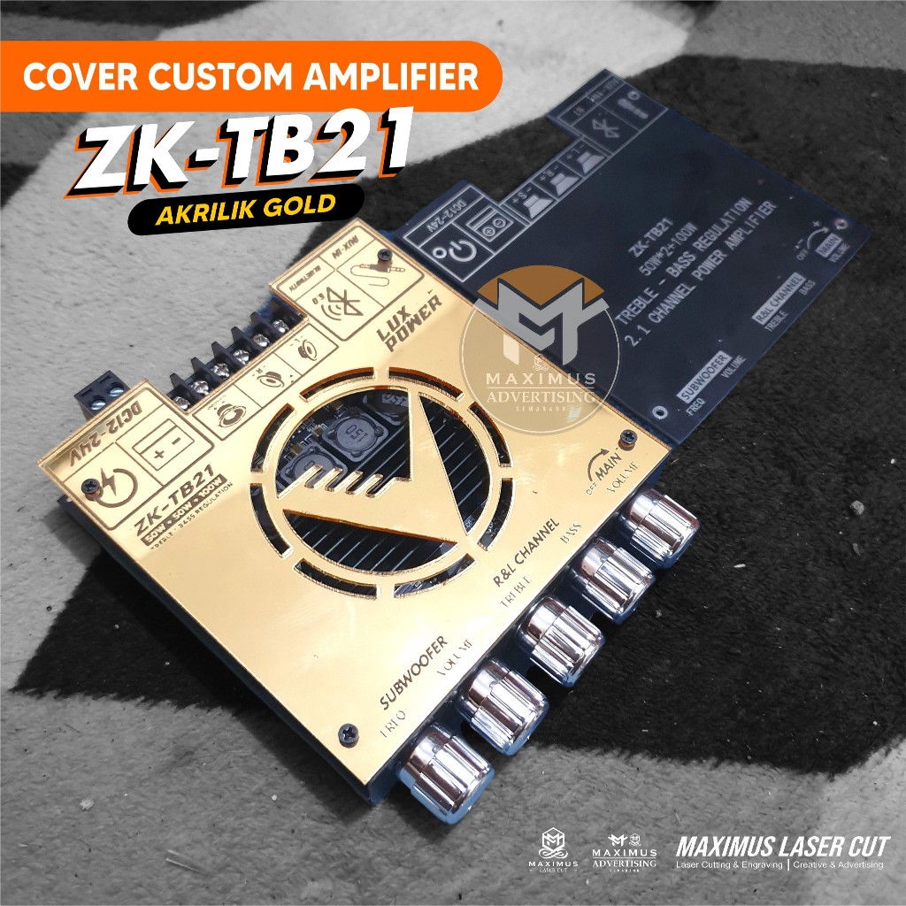 COVER AKRILIK GOLD CUSTOM AMPLIFIER ZK-TB21 / ZK-MT21