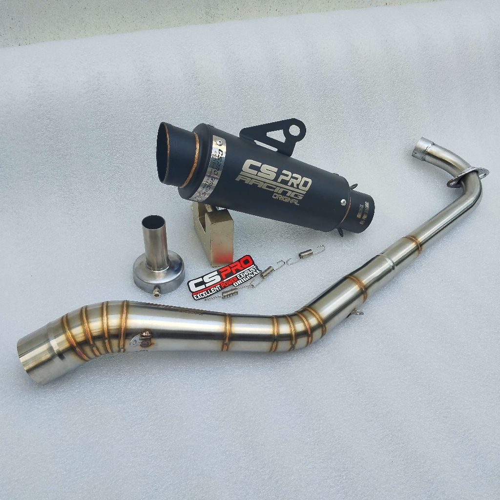 Knalpot original Cs Pro racing TR1 blackdof coatingpipa leher kolong fullset untuk motor bebek Jupit