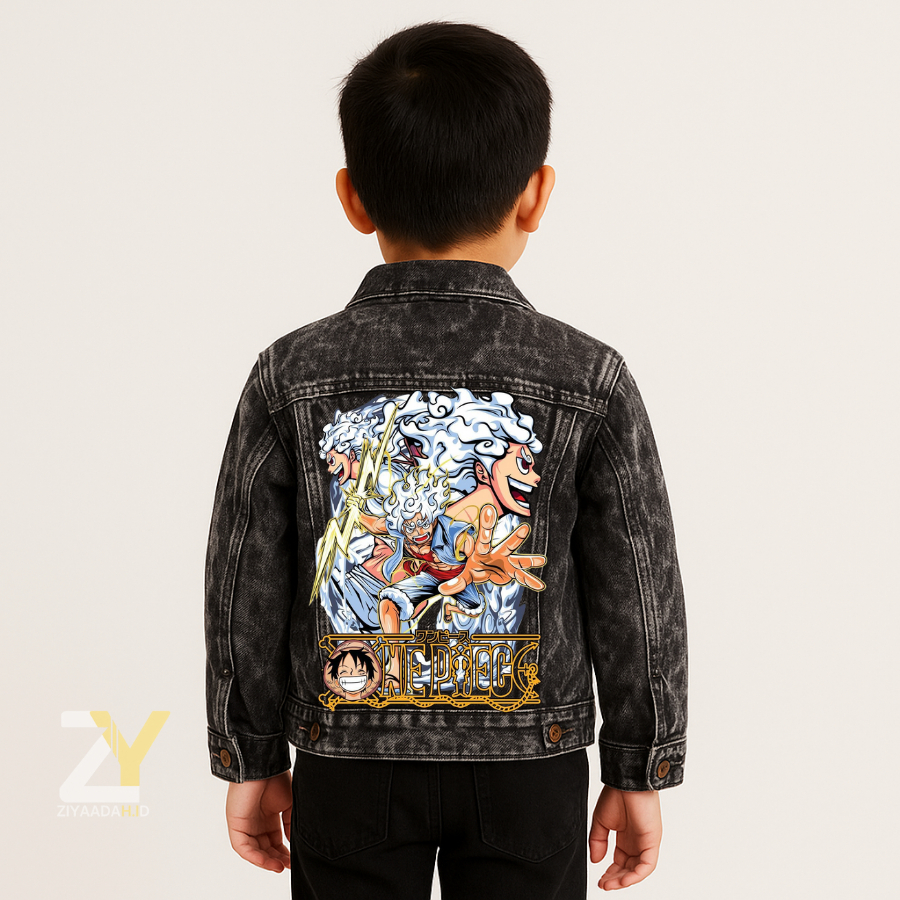 Jaket Anak Printing One Piece Black Sandwash  Anak Jaket Jeans Terbaru
