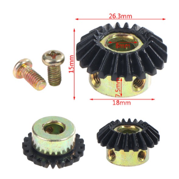 Gigi Transmisi Bevel Gear 20T 90 Derajat Bore 8mm