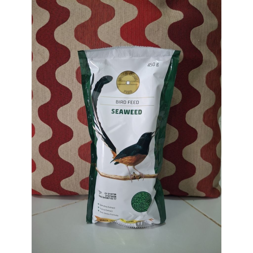 GOLD COIN SEAWEED HIJAU 450GR GOLDCOIN HIJAU PAKAN BURUNG MURAI GOLD COIN BIRD FEED