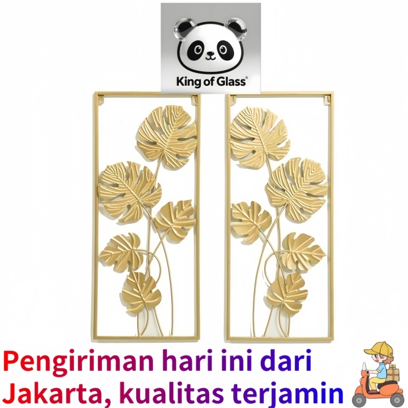 Bingkai Hiasan Dinding Logam Emas / Daun Emas Ginkgo Biloba / Hiasan Dinding Skandinavia / Ornamen /