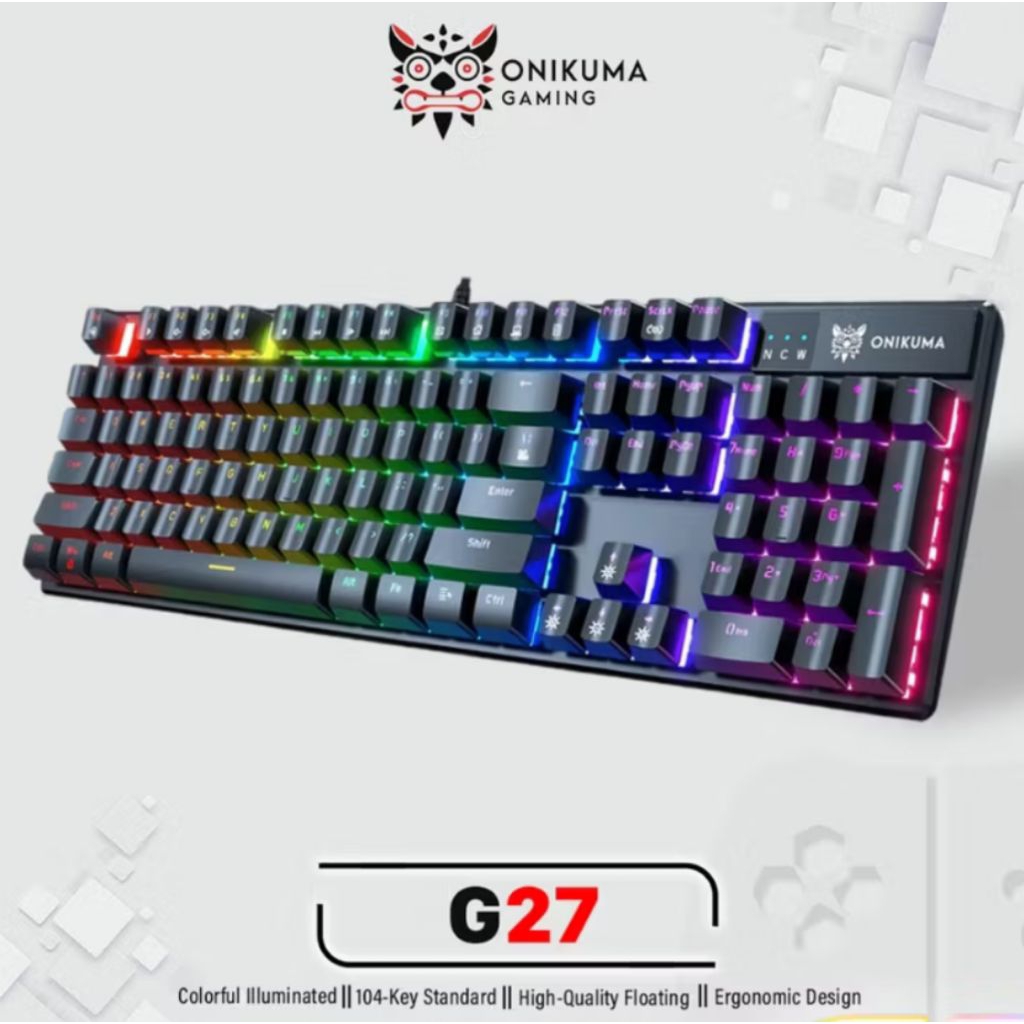 ONIKUMA Gaming Keyboard Black Original Keycaps Komputer LED Murah