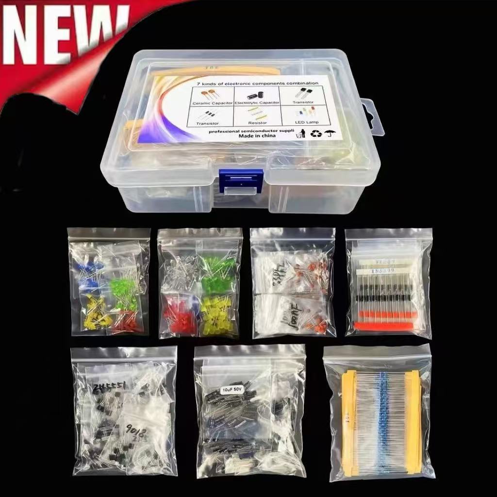 (COD)Kit Komponen Elektronik 1490 PCS Buah - 7 Paket Komponen Resistor, Kapasitor, Transistor, Kapas