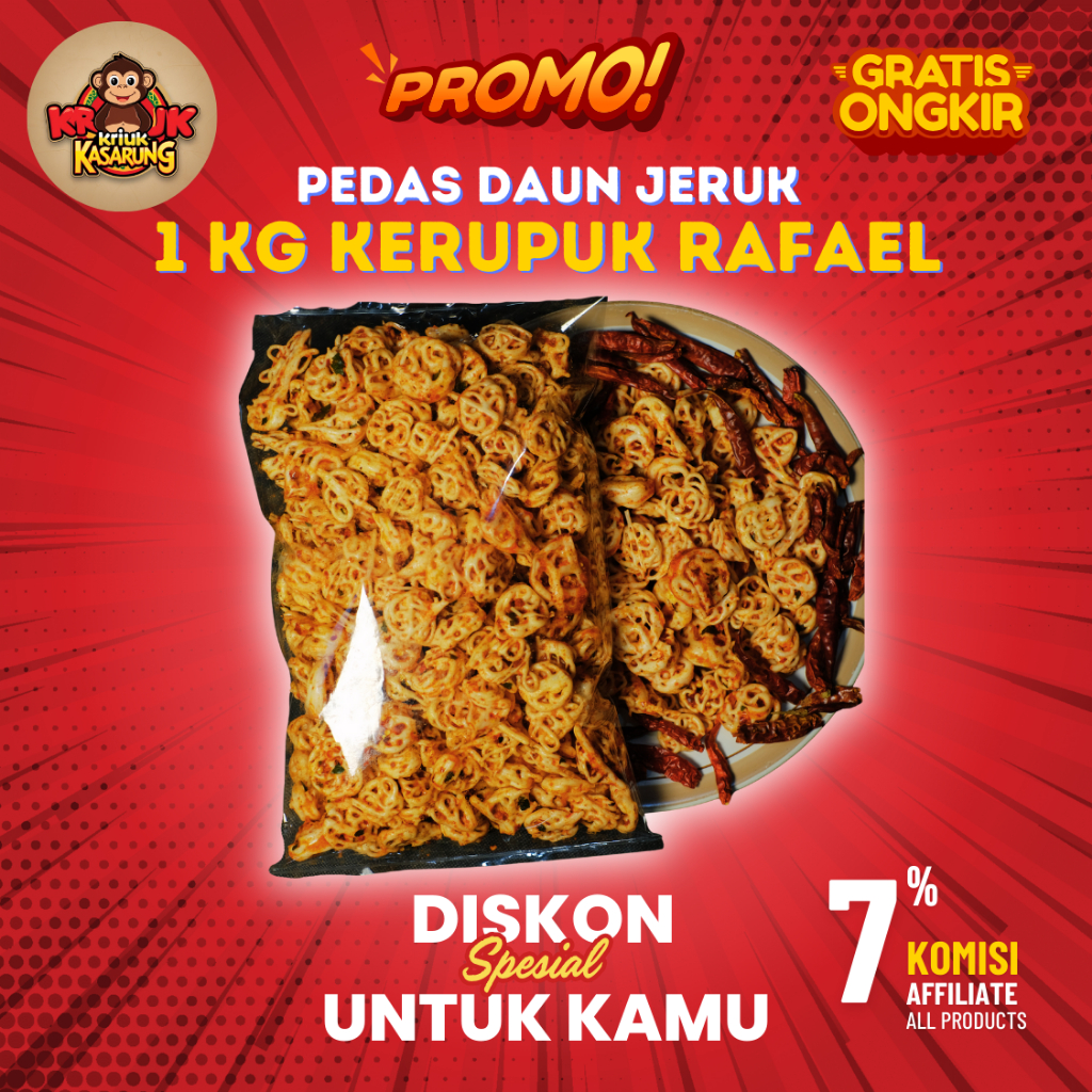 

KERUPUK RAFAEL PEDAS DAUN JERUK 1 KG | Cemilan Khas Bandung Tekstur Renyah lezat Gurih