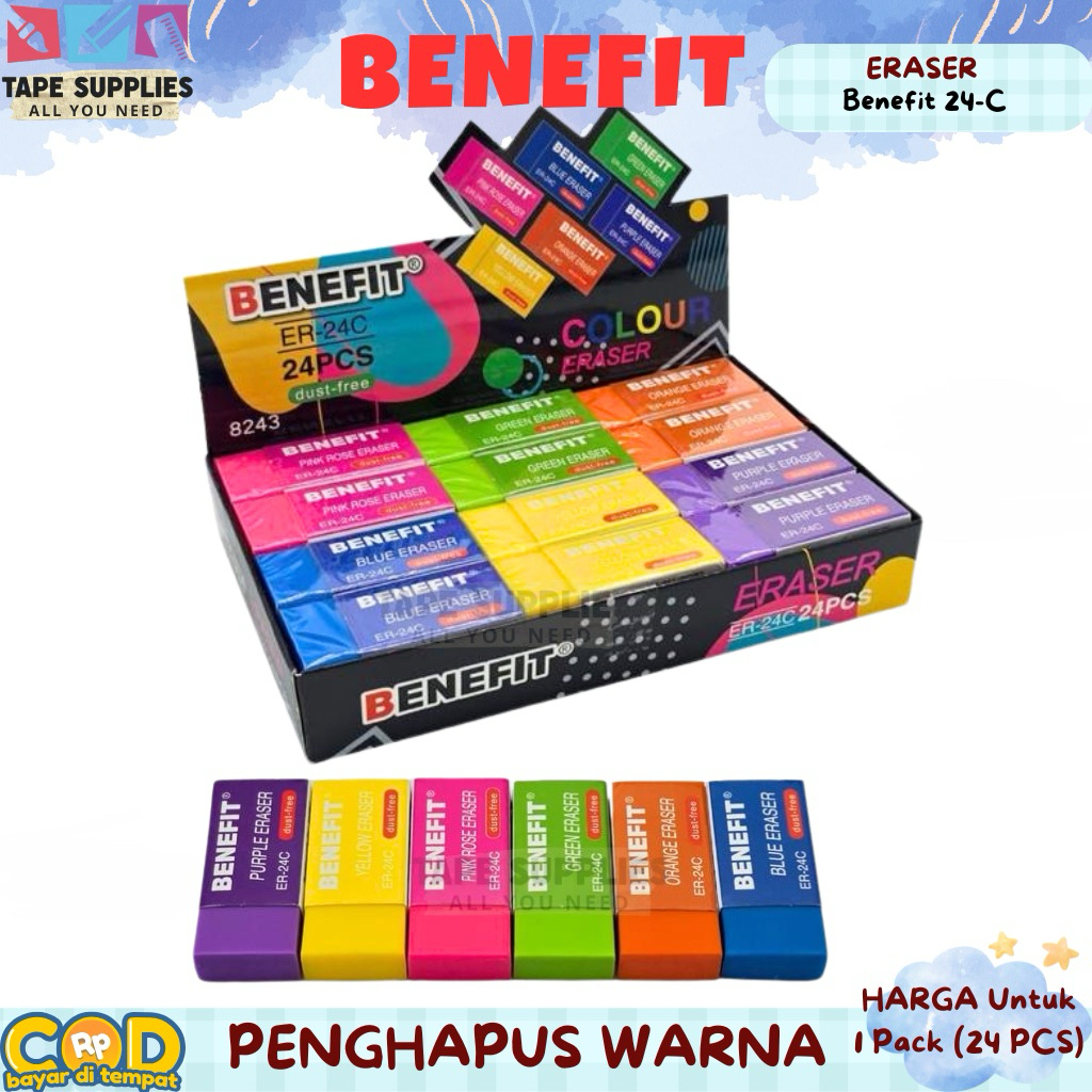 

(24 PCS) Penghapus Benefit 24-C Colour Eraser Warna Isi 1 Pack (24 pcs)