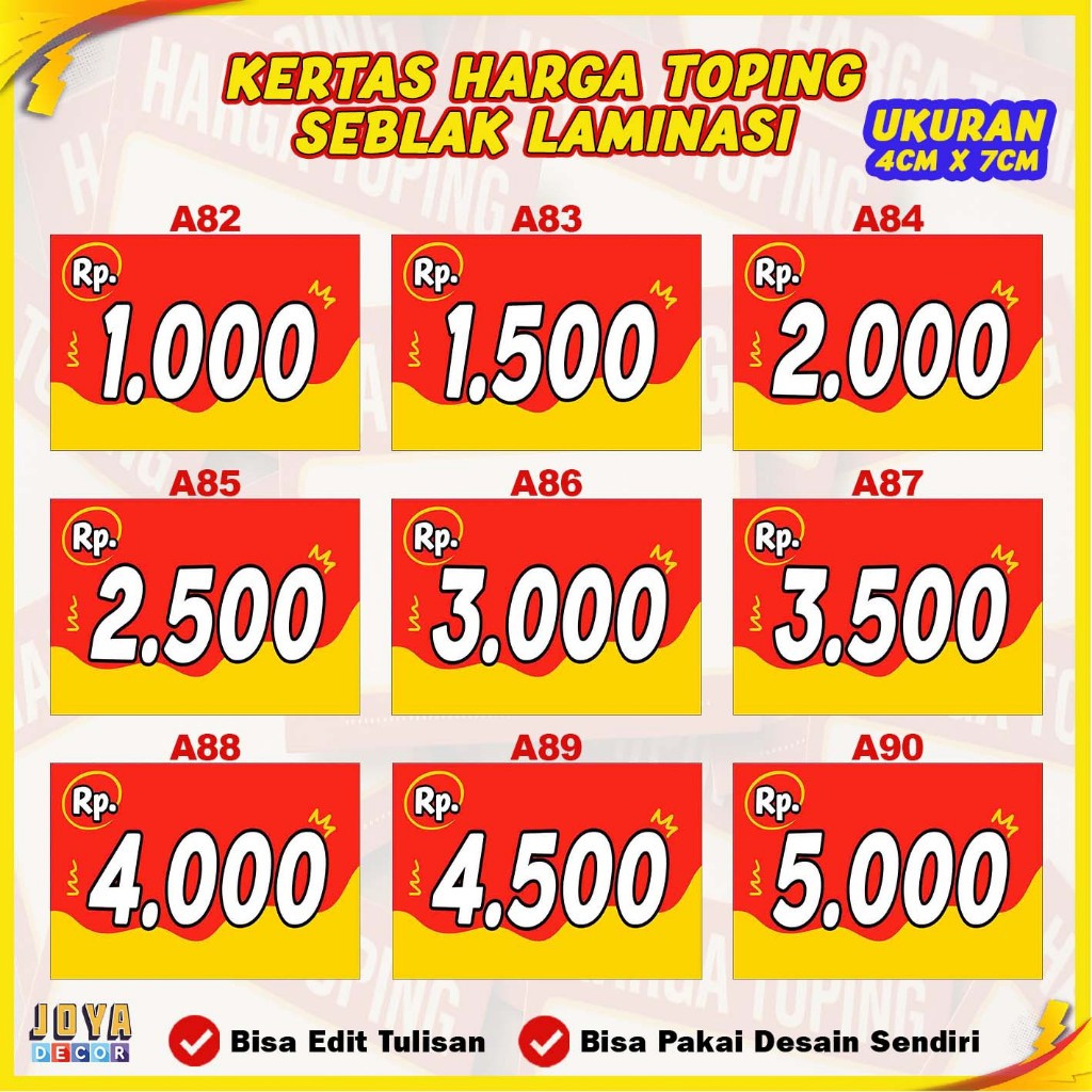 

KERTAS TOPING SEBLAK LAMINASI / KERTAS HARGA SEBLAK / KERTAS HARGA TOPING AA1