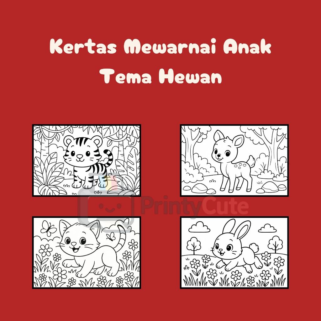 

Custom | Kertas Gambar Anak | Coloring Page Tema Hewan, A4 A5, Minimal 10 Lembar