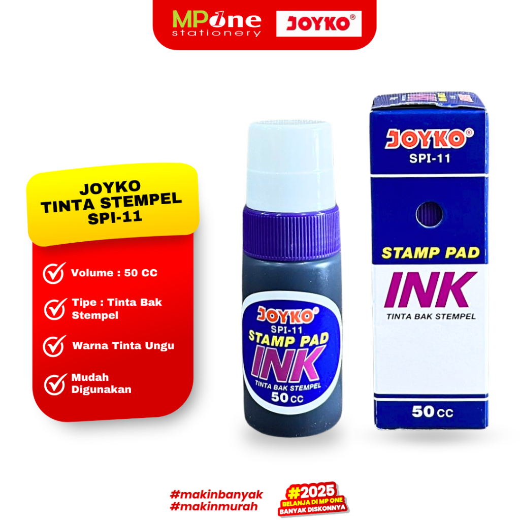 

(1 BOTOL) Joyko Tinta Stampel Warna Ungu 50CC SPI-11 / Refill Tinta Stamp Purple JOYKO