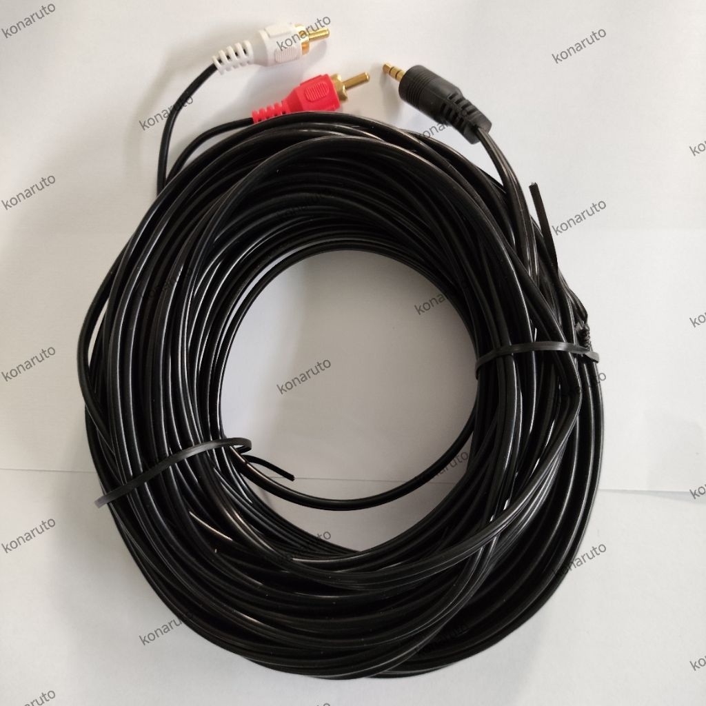 Kabel Aux to RCA 20m - Kabel Audio Jack Stereo 3.5 Male to 2 Jack RCA Male / Aux 3.5mm to Rca Kabel 