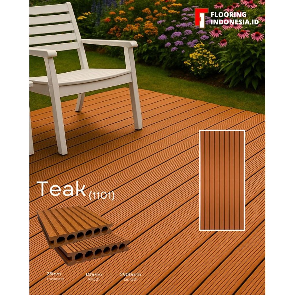 Wpc Decking Outdoor Teak tebal 25mm/Batang