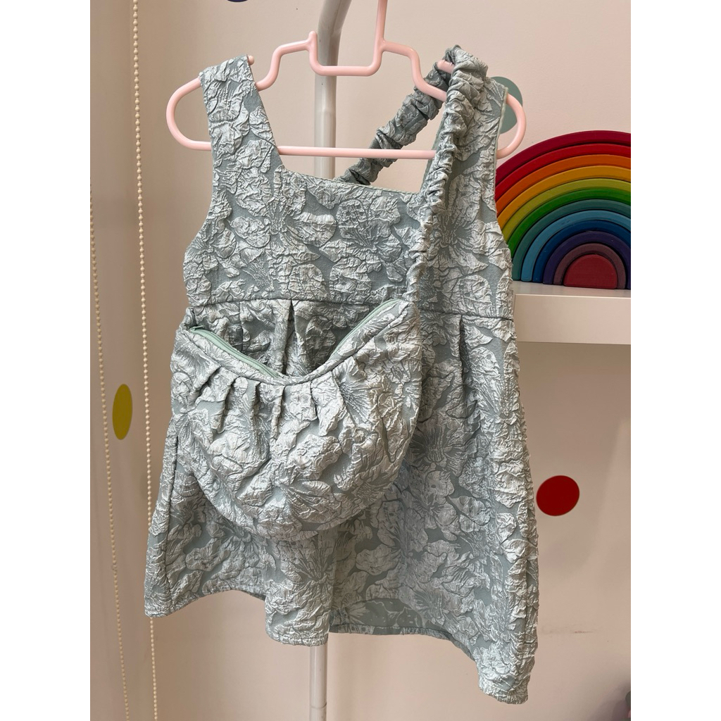 dress premium girl include tas sage green brokat 3th / 6th size 100 dan 130